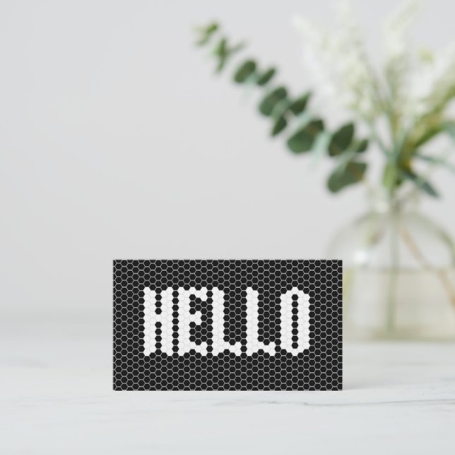 Carte De Visite Hex tuile noir et blanc design moderne hello (Debout devant)