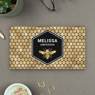 Carte De Visite Hexagon noir d'huile d'or Honeycomb Abeille de mie