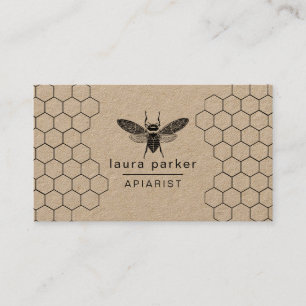 Carte De Visite Hexagone de blanc de noir d'Apiarist de vendeur de