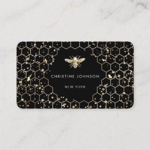 Carte De Visite Hexagons fausse parties scintillant abeille sur no