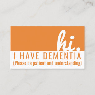 Carte De Visite hi démence et alzheimers patience badge pvc