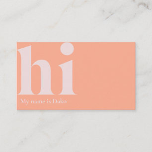 Carte de visite "hi" moderne en pêche et en ivoire