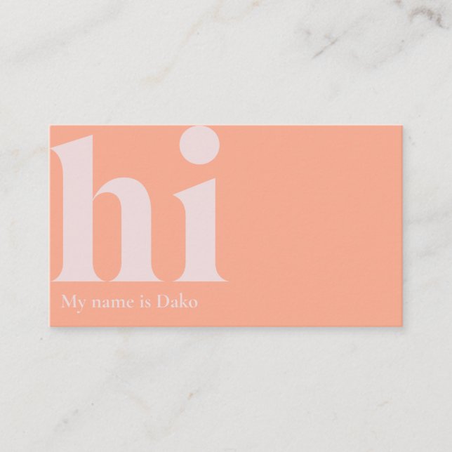 Carte de visite "hi" moderne en pêche et en ivoire (Devant)