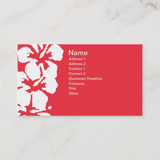 Carte De Visite Hibiscus blanc Abstrait en rouge (Devant)