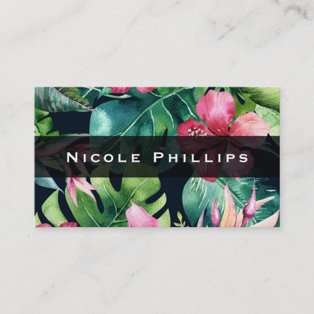 Carte De Visite Hibiscus floral tropical Feuille Tropiques hawaïen (Devant)
