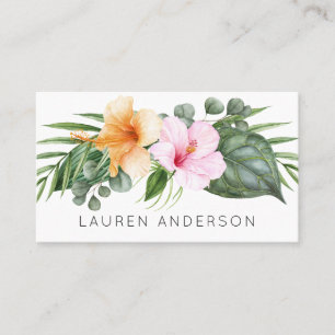 Carte De Visite Hibiscus tropical Aquarelle Florale
