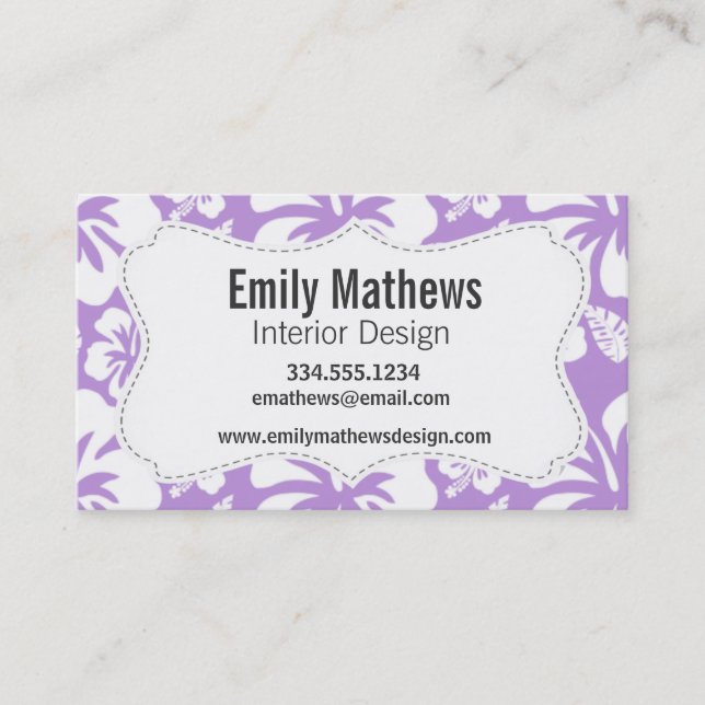 Carte De Visite Hibiscus tropical hawaïen de la lavande (Devant)