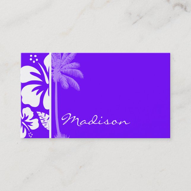 Carte De Visite Hibiscus tropical Indigo électrique; Palm (Devant)