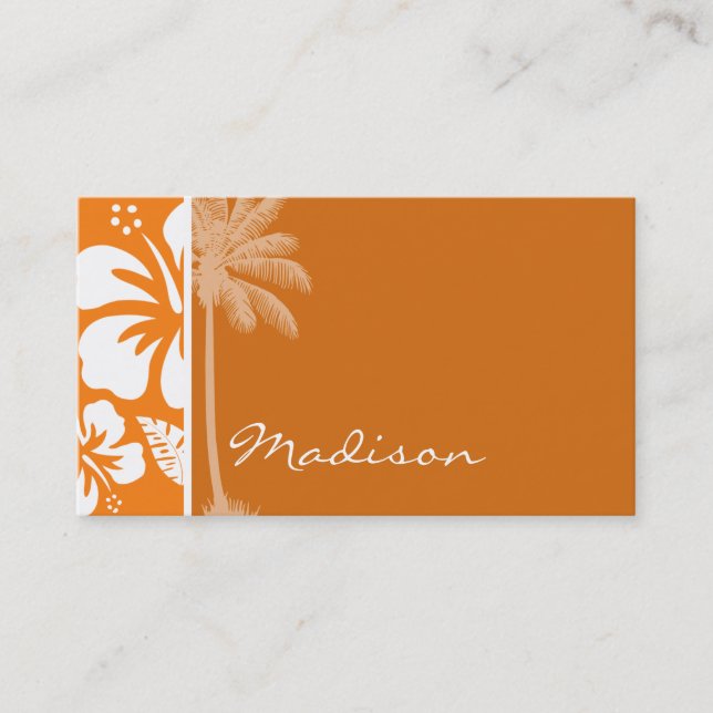 Carte De Visite Hibiscus Tropical Orange Cadmium ; Palm (Devant)