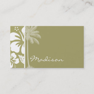 Carte De Visite Hibiscus tropicaux foncé kaki ; Palm