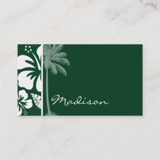 Carte De Visite Hibiscus tropicaux Hawaiien Green Forest ; Palm