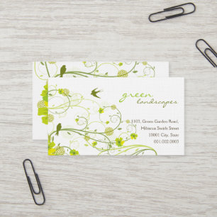 Carte De Visite Hibiscus vert Avales Oiseaux Élégants Jardin Flora
