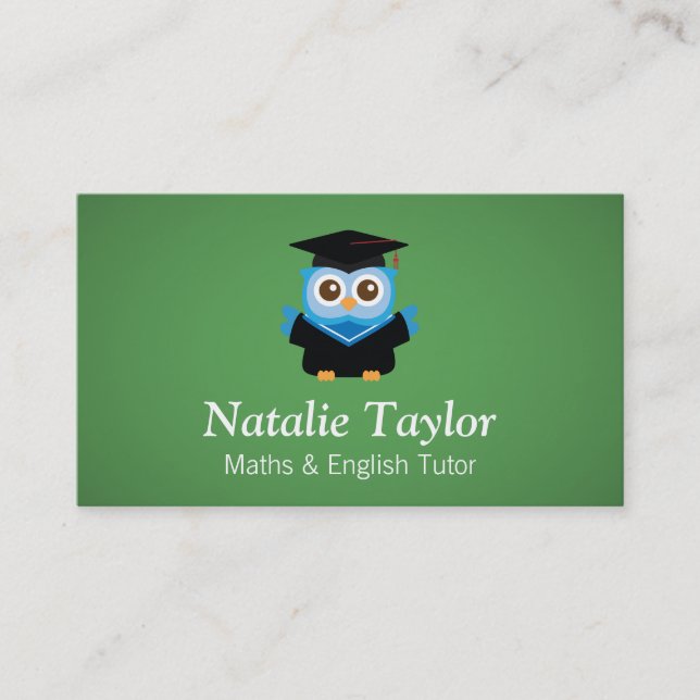 Carte De Visite Hibou bleu d'obtention du diplôme, tuteur (Devant)