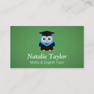 Carte De Visite Hibou de remise de diplôme bleu, tuteur personnel