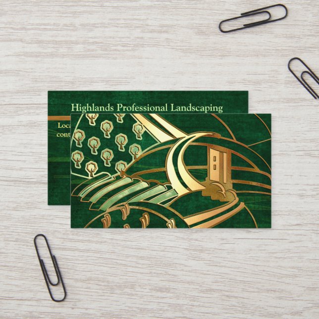 Carte De Visite Highlands 1 SERVICE D'ARBRE DE PAYSAGE Celtique (Devant/Arrière en situation)