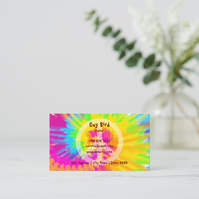 Carte De Visite Hippie à Cravate arc-en-ciel (Debout devant)