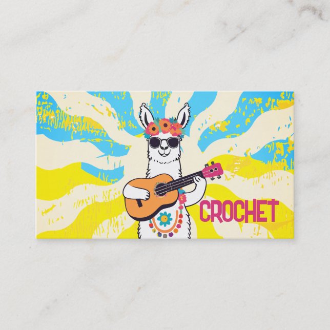 Carte De Visite Hippie llama tricot crochet fils filés à la main (Devant)