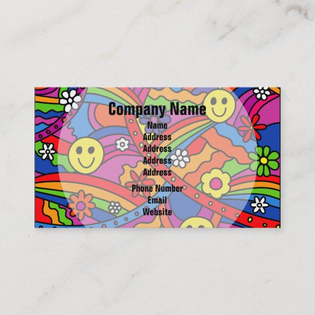 Carte De Visite Hippie Rainbow Motif (Devant)
