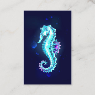 Carte De Visite Hippocampe Crystal Ice sur Fond Bleu