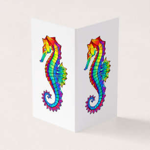 Carte De Visite Hippocampe polygonal arc-en-ciel
