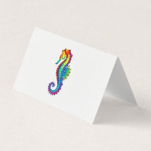 Carte De Visite Hippocampe polygonal arc-en-ciel