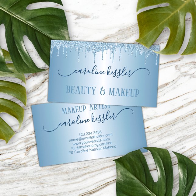 Carte De Visite Hiver Ice Ciel Bleu Parties scintillant Argent Écl (Créateur téléchargé)