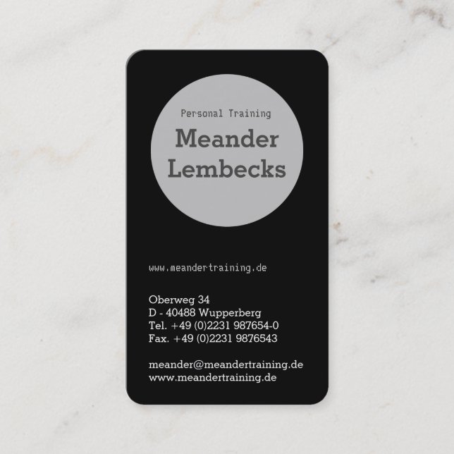 Carte De Visite Hochformat Typo Karten (Devant)