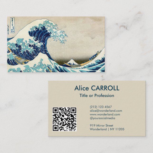 Carte De Visite Hokusai - La Grande Vague au large de Kanagawa - Q (Devant / Derrière)