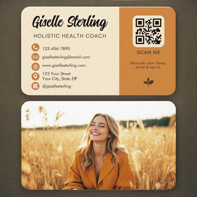 Carte De Visite Holistic Health Coach QR Code Photo (Créateur téléchargé)