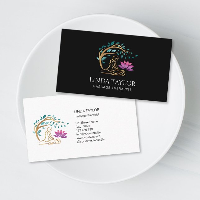 Carte De Visite Holistic Massage Therapy Healer Energy Lotus (Holistic Massage Therapy Healer Energy Business Card)