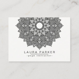Carte De Visite Holistique blanc de noir de yoga de fleur de Lotus