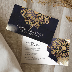Carte De Visite Holistique Mandala Lotus Dark Ink Yoga