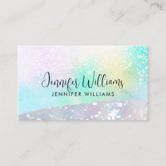 Carte De Visite Holo Parties scintillant Pastel Moderne Pastel Cou (Devant)