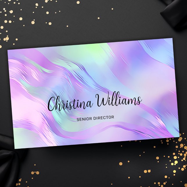 Carte De Visite Hologramme moderne (Modern Script Holographic Business Card)