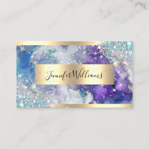 Carte De Visite Hologramme Parties scintillant or huile pourpre Aq