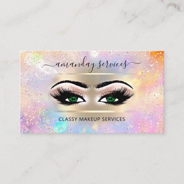 Carte De Visite Holographe Boutique en ligne Rose maquillage Artis (Devant)