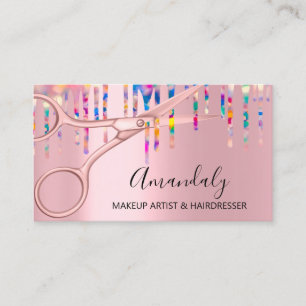 Carte De Visite Holographe de coiffure Holographe rose