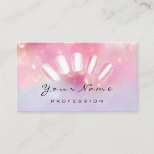 Carte De Visite Holographe de manucure rose de rose de clous