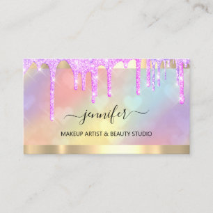 Carte De Visite Holographe de maquillage professionnel Coeur rose