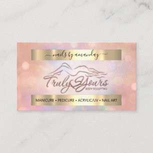 Carte De Visite Holographe du Rose du logo de maquillage professio