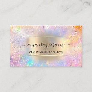 Carte De Visite Holographe en ligne peintre maquillage rose QR Cod