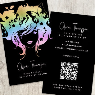 Carte De Visite Holographe Hair Styliste QR Code