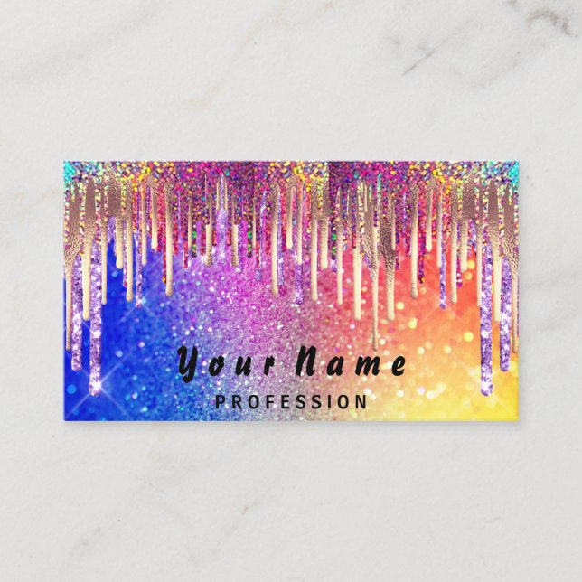 Carte De Visite Holographe Holographe Arc-en-ciel chaud (Devant)