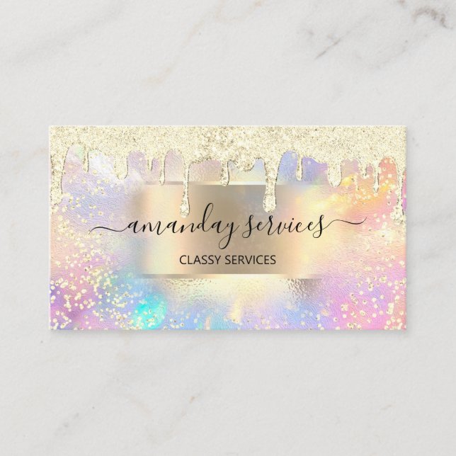 Carte De Visite Holographe Lashes de maquillage NAILS Boutique Gol (Devant)