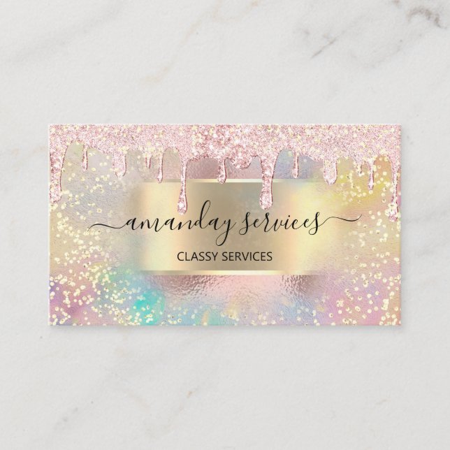 Carte De Visite Holographe Lashes de maquillage NAILS Studio Rose  (Devant)
