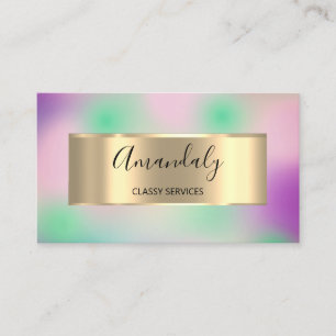 Carte De Visite Holographe professionnel encadré rose violet liss