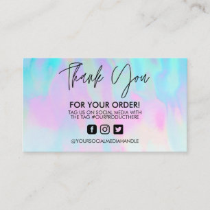 Carte de visite Holographic Merci Trendy Pastels
