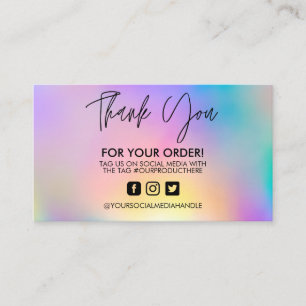 Carte de visite Holographic Merci Trendy Salon 