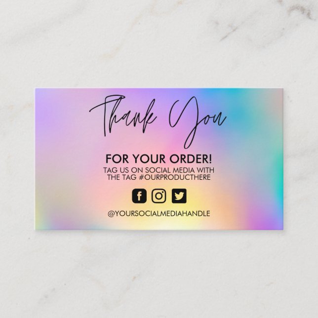 Carte de visite Holographic Merci Trendy Salon  (Devant)