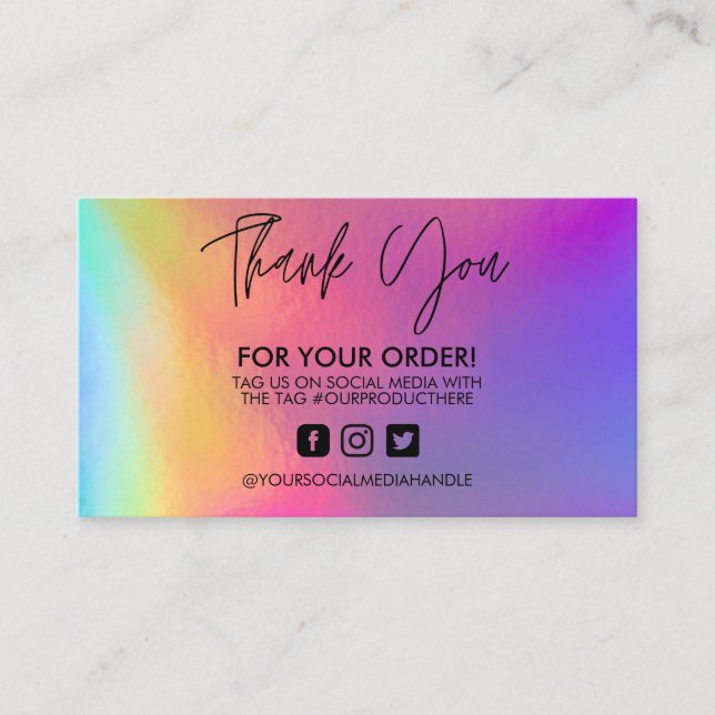 Carte de visite Holographic Merci Trendy Salon  (Devant)